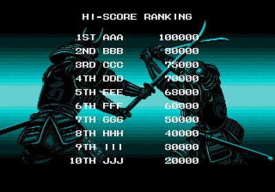 Sengoku Densho - Screenshot - High Scores (Japan) - 640x448