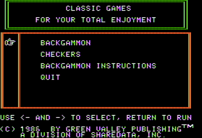 Classic Games featuring Backgammon & Checkers - Screenshot - Game Title (North America) - 560x384