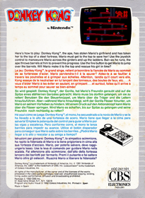 Donkey Kong - Box - Back (Europe) - 497x680