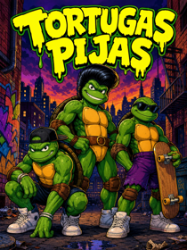 Tortugas Pijas - Fanart - Box - Front (World) - 1086x1448