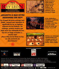 Disney's The Lion King: Simba's Mighty Adventure - Box - Back (Spain) - 1525x1770