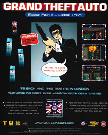 Grand Theft Auto: Mission Pack #1: London 1969 - Advertisement Flyer - Front (United Kingdom) - 1753x2200