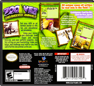 Zoo Vet: Endangered Animals - Box - Back - Reconstructed (North America) - 774x708