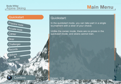 Bode Miller Alpine Skiing - Screenshot - Game Select (World) - 640x447