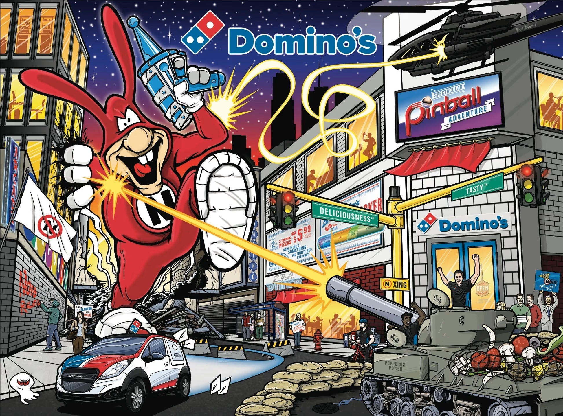 Illustration of Domino’s Spectacular Pinball Adventure