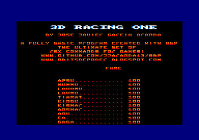 3D Racing One - Screenshot - High Scores (Europe) - 768x540