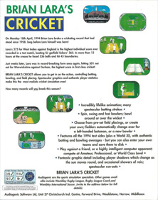 Brian Lara's Cricket - Box - Back (World) - 640x809