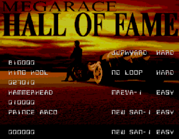 MegaRace - Screenshot - High Scores (North America) - 512x398