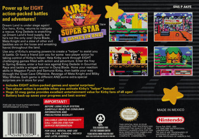 Kirby Super Star - Box - Back (North America) - 4192x2926
