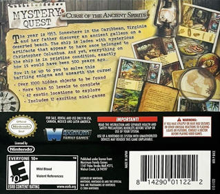 Mystery Quest: Curse of the Ancient Spirits - Box - Back (North America) - 981x863