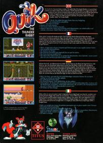Quik: The Thunder Rabbit - Box - Back (Europe) - 512x708