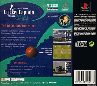 International Cricket Captain 2002 - Box - Back (Europe) - 765x680