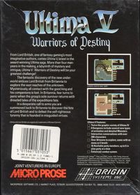Ultima V: Warriors of Destiny - Box - Back (North America) - 575x800