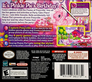 My Little Pony: Pinkie Pie's Party - Box - Back (North America) - 1354x1209