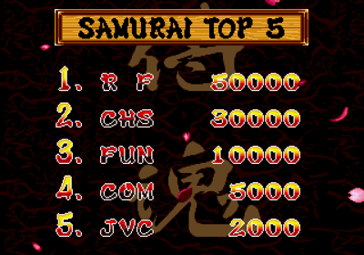 Samurai Shodown - Screenshot - High Scores (North America) - 640x448