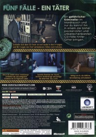 CSI: Crime Scene Investigation: Fatal Conspiracy - Box - Back (Germany) - 904x1293