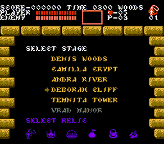 Castlevania: The Holy Relics - Screenshot - Game Select (World) - 256x224