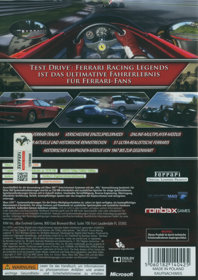 Test Drive: Ferrari Racing Legends - Box - Back (Germany) - 996x1411