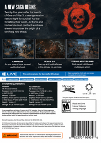 Gears of War 4 - Fanart - Box - Back (North America) - 721x1026
