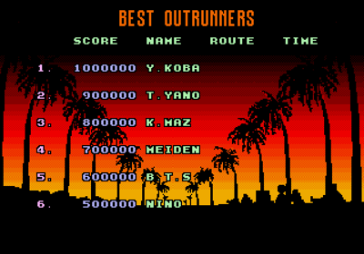 OutRun - Screenshot - High Scores (World) - 640x448