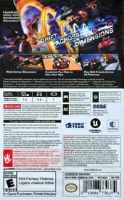 Sonic Racing: CrossWorlds - Box - Back (North America) - 930x1500