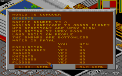 Populous - Screenshot - Game Select (Europe) - 320x200