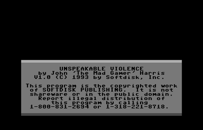 Unspeakable Violence - Screenshot - Game Title (North America) - 384x247