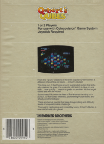 Q*bert's Qubes - Box - Back (North America) - 1807x2500