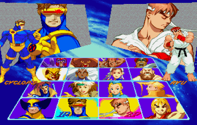 X-Men vs. Street Fighter - Screenshot - Game Select (Japan) - 352x224