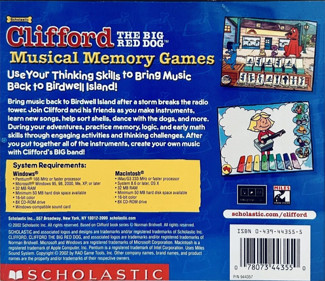 Clifford the Big Red Dog: Musical Memory Games - Box - Back (North America) - 1508x1302