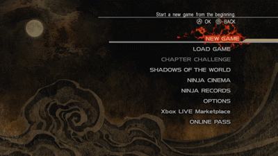 Ninja Gaiden 3: Razor's Edge - Screenshot - Game Select (World) - 1280x720