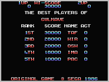 Gulkave - Screenshot - High Scores (World) - 256x192