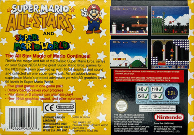 Super Mario All-Stars / Super Mario World - Box - Back (Europe) - 640x445