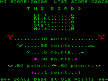 The Birds - Screenshot - Game Title (Europe) - 256x192