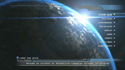 Transformers: Revenge of the Fallen - Screenshot - Game Select (World) - 1280x720