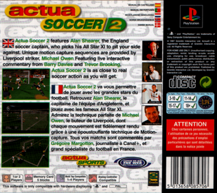 Actua Soccer 2 - Box - Back (Europe) - 765x680