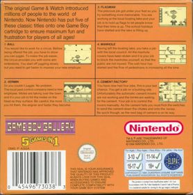 Game Boy Gallery: 5 Games in 1 - Box - Back (Europe) - 794x800