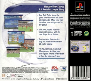 The F.A. Premier League Football Manager 2001 - Box - Back (Europe) - 1071x952