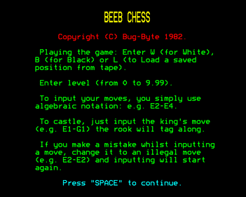 BBC Chess - Screenshot - Game Title (United Kingdom) - 640x512