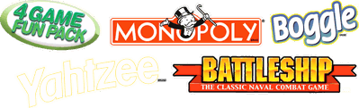 4 Game Fun Pack Monopoly/Boggle/Yahtzee/Battleship - Clear Logo (North America) - 1416x429