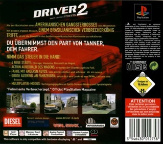 Driver 2: The Wheelman Is Back - Box - Back (Germany) - 857x754
