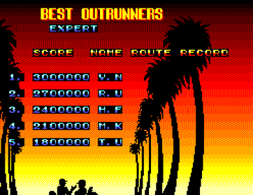 OutRun 3D - Screenshot - High Scores (World) - 496x384