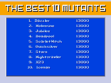 X-Men: The Arcade Game (Remake Version) [Special Edition] - Screenshot - High Scores (World) - 960x720