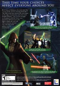 Star Wars: Knights of the Old Republic II: The Sith Lords - Box - Back (North America) - 640x907