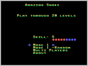Amazing Snake - Screenshot - Game Select (World) - 256x192