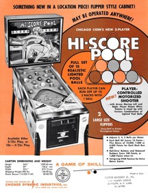 Hi-Score Pool - Advertisement Flyer - Front (World) - 850x1105