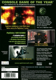 Tom Clancy's Splinter Cell - Box - Back (North America) - 1525x2160
