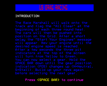 US Drag Racing - Screenshot - Game Title (United Kingdom) - 640x512