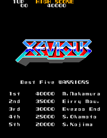 Xevious - Screenshot - High Scores (World) - 224x288