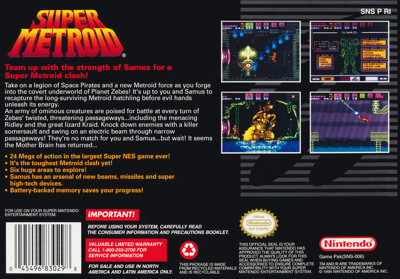 Super Metroid - Box - Back (North America) - 4203x2932